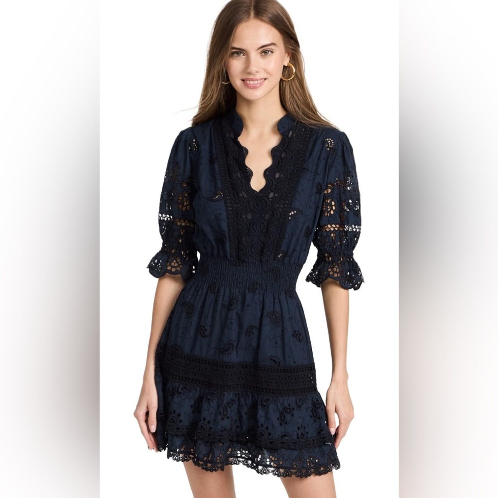 Temptations Navy Lace Dress Small Navy Black